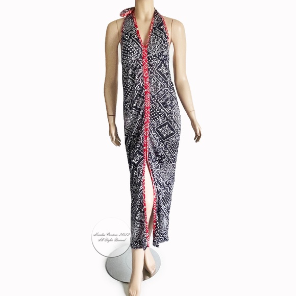 Donald Brooks for Sinclair Halter Dress Beach Pool Cover Up Paisley 70s S/M